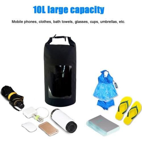 10L Waterproof Dry Bag Outdoor Large Storage Backpack Transparent Bucket Bag Water Sports Accessories For Swimming Rafting