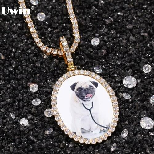 Uwin DIY Photos Pendant Necklaces HipHop Jewelry Bling Iced Out AAA Cubic Zircon Fashion Jewelry For Customized Gifts