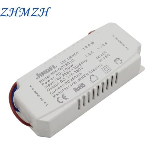 ZHMZH Constant Current LED Driver DC5.4-360V 250mA Constant Current Power Supply 2-5W 4-7W 8-12W 13-18W 80-100W AC100-265V