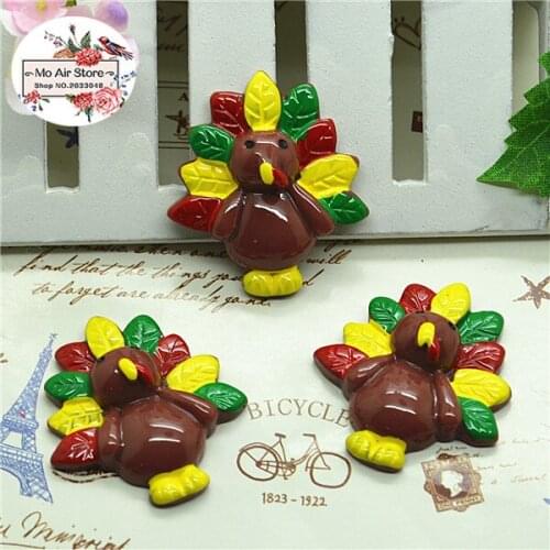 10pcs Resin kawaii Thanksgiving Day Turkey Cabochon Art Supply Decoration Charm hair bow center 31x34mm