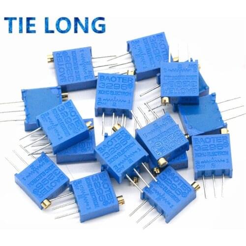 15valuesX1pcs=15pcs 100ohm-2Mohm 0.5w 3296 3296w Variable Resistors MultiTurn trimmer adjustable precision Potentiometer kit