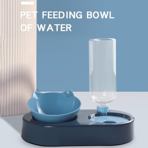 2 in 1 Pet Cat Feeder Bowl Automatic Drinking Storage Water Dog Bowl Dispenser Water Puppy Kitten Food Bowl Container With Water