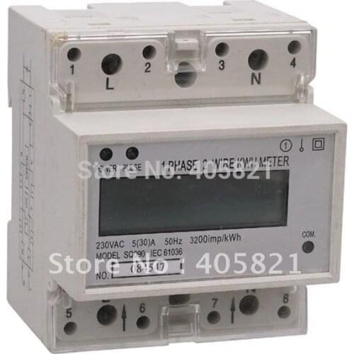 20(100)A 230VAC 50 Hz LCD single phase din-rail kilowatt hour kwh energy meter