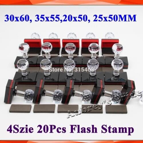 20pcs Rectangle 30x60mm + 35x55mm + 20x50mm+25x50mm+7MM Rubber Pad Flash Stamp Shell Photosensitive Material Selfinking Stamping
