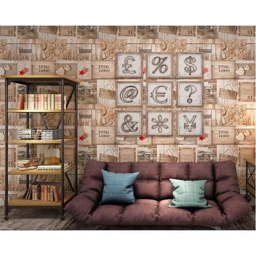 Beibehang American style retro wood PVC 3d wallpaper Mediterranean coffee shop Internet cafe background living room wall paper