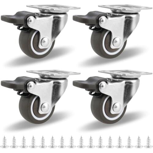 4pcs Furniture Casters Wheels Soft Rubber Swivel Caster Quite Roller Wheel For Platform Trolley Chair Household Accessories