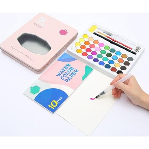 42pcs/Set 36 Colors Solid Water Color Paint Set Painting Pocket Pigment Watercolor Drawing NK-Shopping