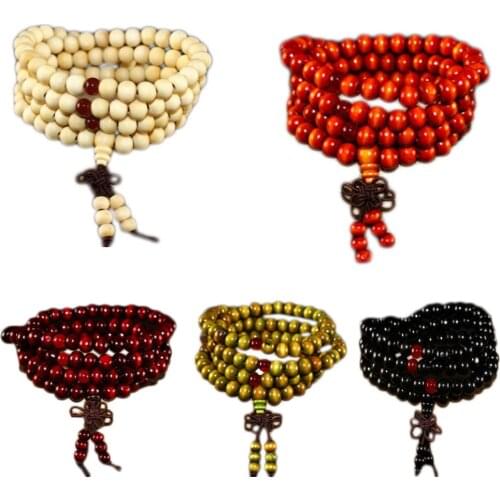 5 Color 108 *0.8cm Prayer Beads Buddhist Buddha Bracelet Necklace Wooden Bangle Jewelry for men /women jewelry