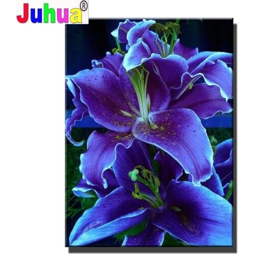 5D Diamond Painting "purple Lily Flower" Diamond Embroidery Large Floral Cross Stitch 5D Home Decor Gifts Creative Mosaic Kits