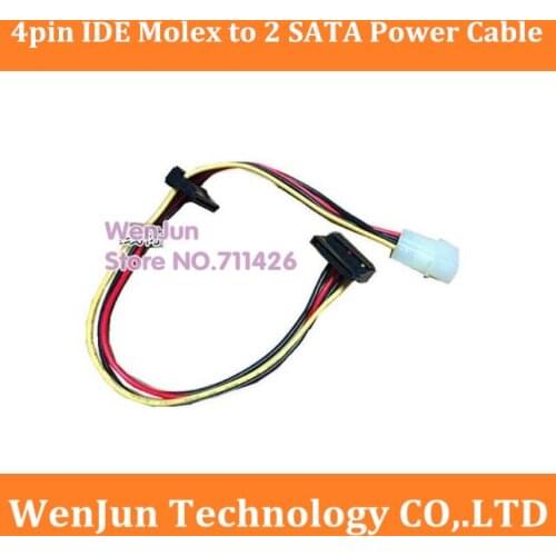 Free Shipping Molex 4 pin IDE to 2 *SATA power supply Cable Hard Drive Power Adapter Cable for computer motherboard