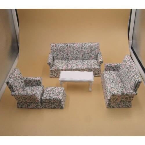 G08-X502 children baby gift Toy 1:12 Dollhouse mini Furniture Miniature rement living room sofa set 5pcs