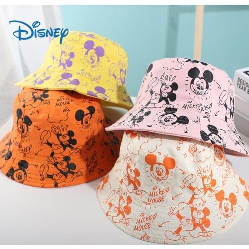Disney Cartoon Anime Children Hats Mickey Graffiti Double-Sided Fisherman Caps Kids Boys Girls Sun Hats 3-8 Years Old