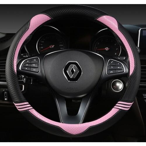 For Renault Duster Dacia Duster Nissan Terrano Car Steering Wheel Cover Microfiber Leather + Carbon Fiber Auto Accessories