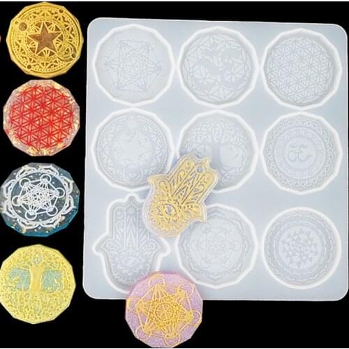 Flower of Life Pendant Resin Mold for Necklace Earrings Silicone Mould DIY Crafts Casting Tool