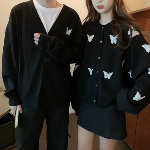 Hot Sale Long Sleeve Autumn Lover Couple butterfly Sweaters TB Style Brand New Women Men Knitted Cardigan Sweater Fashion Top