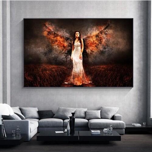 Angel or Devil on Canvas Modern Cool Girl Figure Picture Canvas Poster Pictures for Living Room Home Decor Cuadros