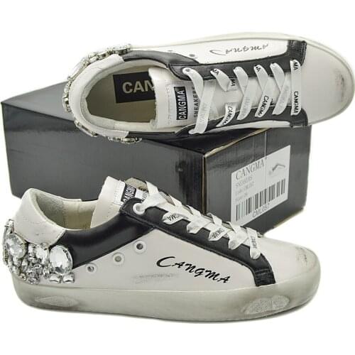 Luxury Brand Designer Diamond Women Men Casual Shoes Silver Crystal Girl White Sneakers Shoes Vintage Female Male Golden