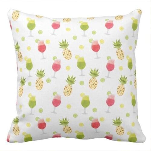 Cute Tropical Cocktail & Fruit Pattern Throw Pillow case