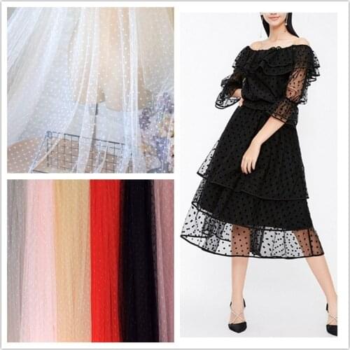 Fashionable Mesh Lace Fabric Jacquard Polka Dots Fabric For Wedding Dress Sewing Girl‘s Tulle Skirt Net Gauze 50cmx150cm