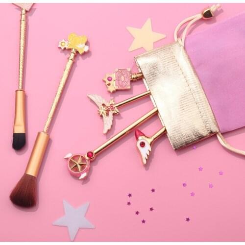 Anime Cardcaptor Sakura A Set Girly Highlights Shadows Blush Foundation Makeup Brushes Beginner Makeup Tool Set Soft Kid Gift