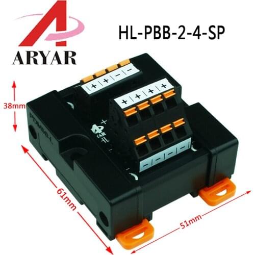 2 to 4 Channels spring terminal DIN Rail Mounting board Panel Mounting for power supply distribution splitter board