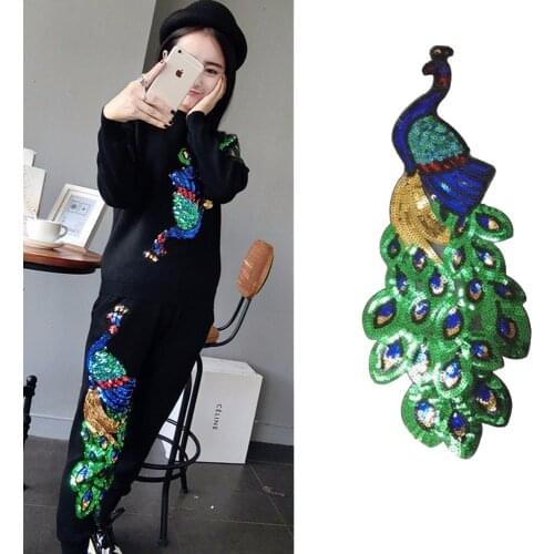 1Pc Peacock Sequins Patches For Clothing Sewing Garment Applique Embroidery Diy Accessory Party Decoration