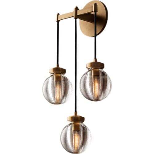 All copper clear glass ball hanging wall lamps modern Italian luxury living room bedroom bedside decor sconces lights lighting