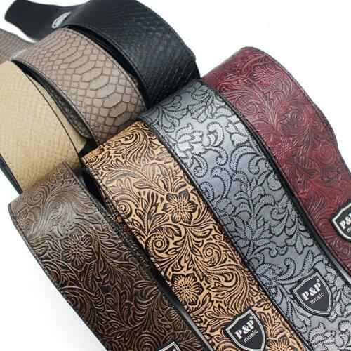 Multi-Color Leather Guitar Strap Adjustable Length Electric Acoustic Classical Guitar Bass Strap Length 150cm Width 6.5Cm Belt