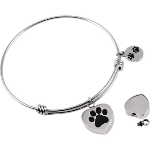 Pet Urn Stainless Steel Memorial Urn Adjustable Wire Bracelet Cremation Urn Ashes Holder Expandable Bracelets for Cat/Dog