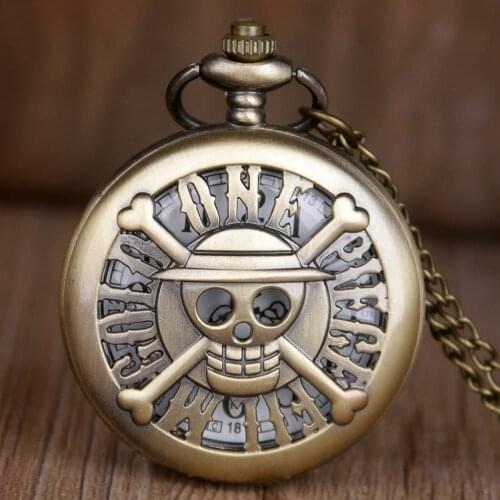 Top Brand Bronze Vintage Japanese Anime One Piece Quartz Pocket Watches Men Women Chirldren TD2007