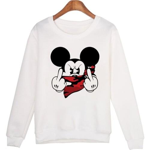 Diseny Women Sweateshirt Autumn And Spring Female Tops Loose Cartoon Mask Mickey Print Bottoming Shirt Dropship