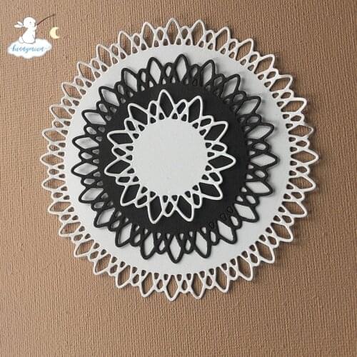 Bunnymoon Circle frame Lace 3D Gift Stitched DIY Scrapbooking Stamps Craft Embossing Die Cut Making Stencil Template