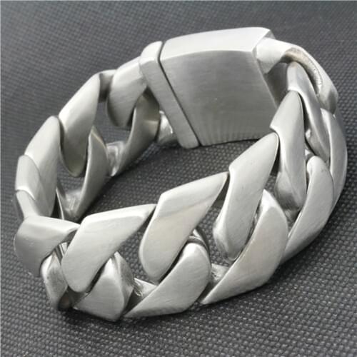 Heavy Chunky Cuban Link Chain Bracelet Jewelry High Quality Stainless Steel Brushed Matte Bracelet Men Accessories