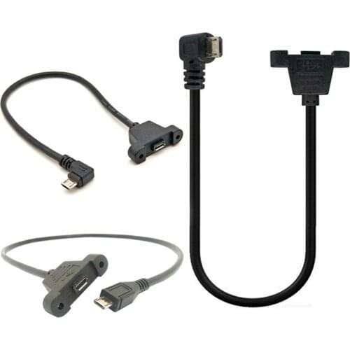Micro USB USB 2.0 Male Connector to Micro USB 2.0 Female Extension Cable 30cm 50cm With screws Panel Mount Hole