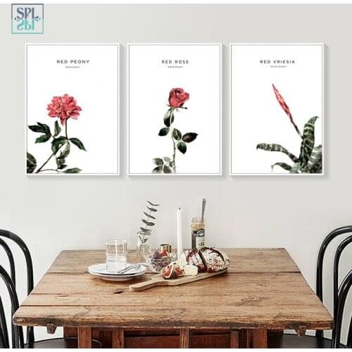 Vintage Rose Flower Posters and Prints Pink Peony Tulips Canvas Painting Scandinavian Nordic Style Kitchen Kids Room Decoration