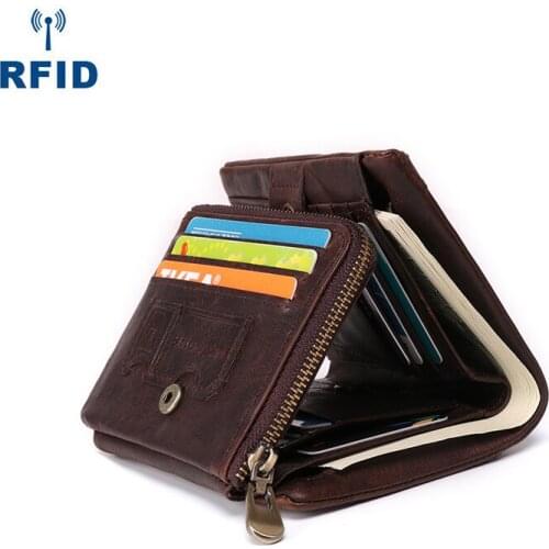 Vintage Men Leather Wallet Short Male Purses Money Clip Credit Card Dollar Price Rfid Mens Wallet Coin Pocket