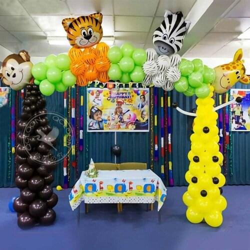 Aluminum Animal Head Balloons Green Black Yellow Safari Jungle Party Kid Birthday Theme Decor Supplies