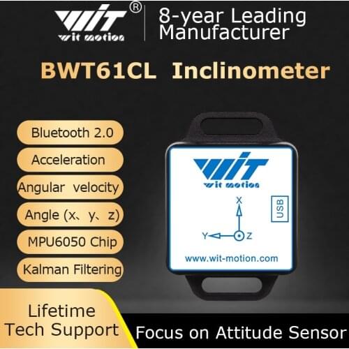 BWT61CL Bluetooth High-Precision 6-axis Gyroscope + Angle (X、Y 0.05°) + Accelerometer with Kalman Filter, 100Hz 6DOF Data Logger