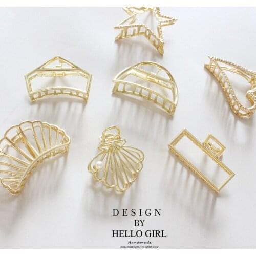 Vintage retro pearl shell star hair bun claws holders fashion hair clips headwear hair accessories