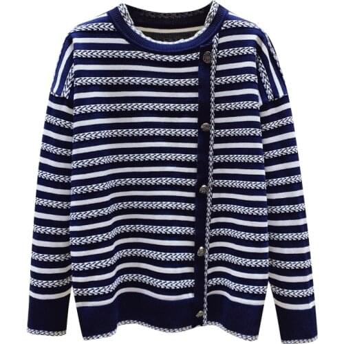 Striped Loose Oversized Plus Large Size Female Woman Blouses Winter WomenS Sweaters Clothing Latest 2020 Spring Autumn D0527