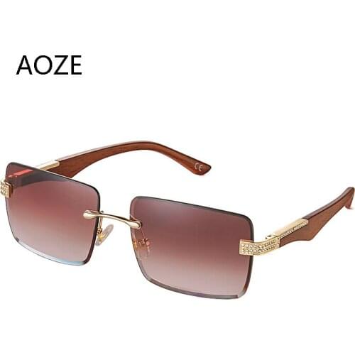 2021 Retro Sunglasses Women Brand Designer Fashion Rimless Gradient Sun Glasses Shades Cutting Lens Ladies Frameless Eyeglasses