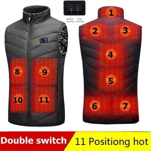 2021 Men Outdoor USB Infrared Heating Vest Jacket Men Winter Electric Thermal Clothing Waistcoat For Sports Hiking Oversized 5XL