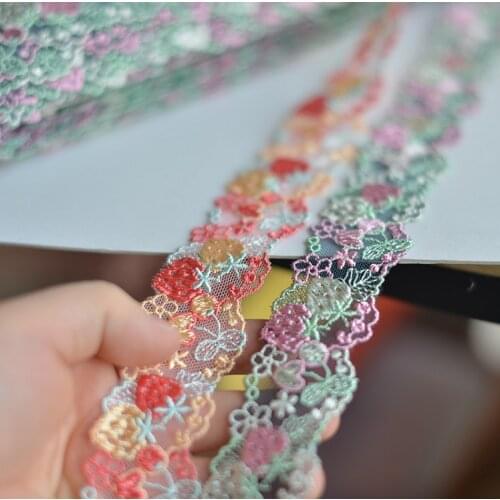 1 Meter Flower Strawberry Lace Fabric Polyester Handmade Embroidery DIY Lace Trim Sewing Crafts Baby Dolls Hair Accessoriesation