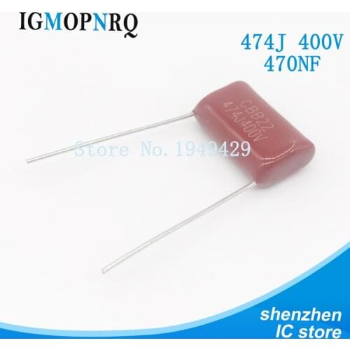 10PCS/Lot 474 470nF 400V CBB Polypropylene Film Capacitor Pitch 15mm 474 470nF 400V NEW