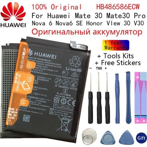 100% Original Battery HB486586ECW For Huawei Mate 30 Mate30 Pro Nova 6 Nova6 SE / Honor VIew 30 V30 Batteries 4200mah