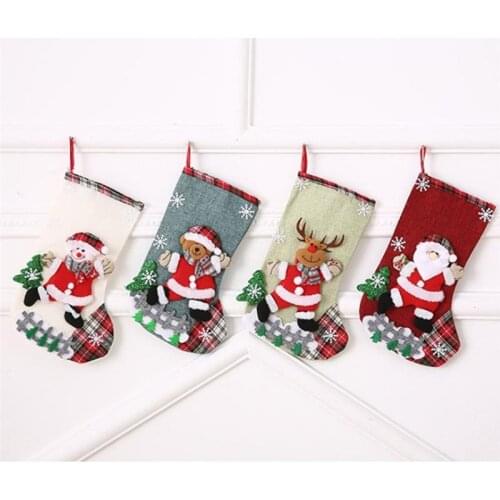 4PCS Creative Festival Candy Bags Christmas Stocking Decorative Xmas Gift Bag Hanging Stocking Party Gift For Children