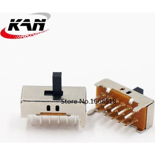 50pcs SS-42D02 4P2T Four pole double throw 2 position slide switch 12 pin DIP type with 2 fixed pin handle heights
