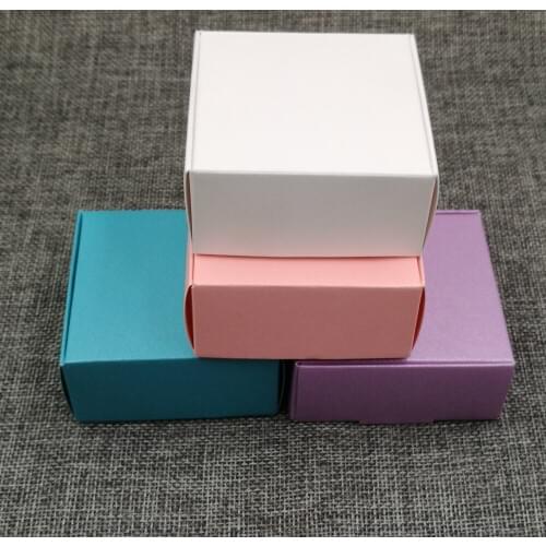 50PC/Lot 6.5*6.5*3cm Kraft paper Jewelry Black Boxes Gift Carry Case Blank Power Display Package Power Box
