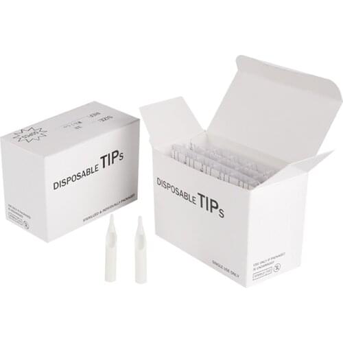 50pcs Disposable Cap Nozzles Tube Plastic Tattoo Needle Tip Round Flat Mouth 3R 5R 7R 9R 11R 15R White Color