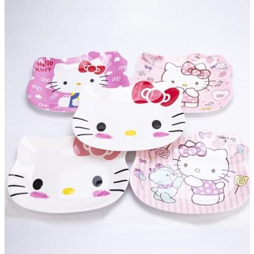 9.5 Inche Children Kawaii Dish Hellokittys Plate Tableware Miniatures Cup Plate Dish or Snack Fruit Plate Cute Cartoon Tableware